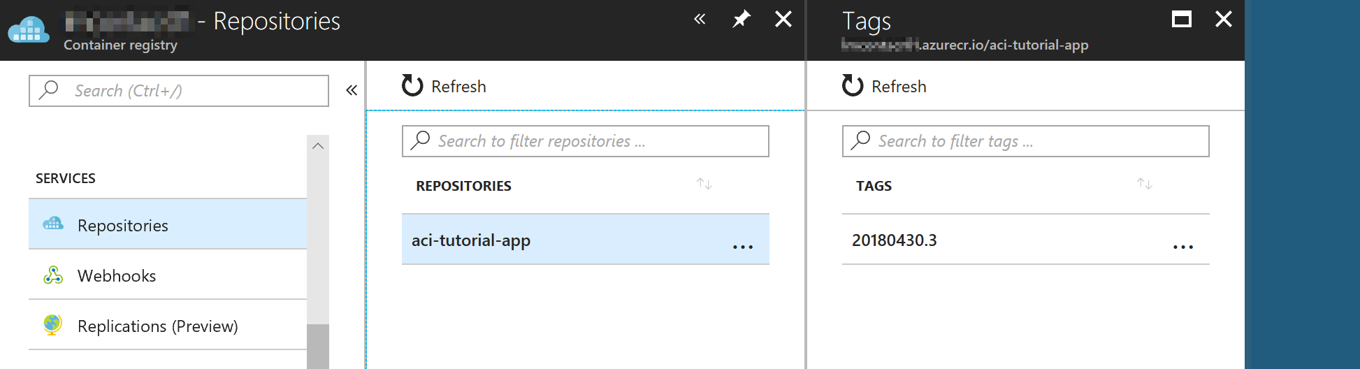 Azure: Registry containers