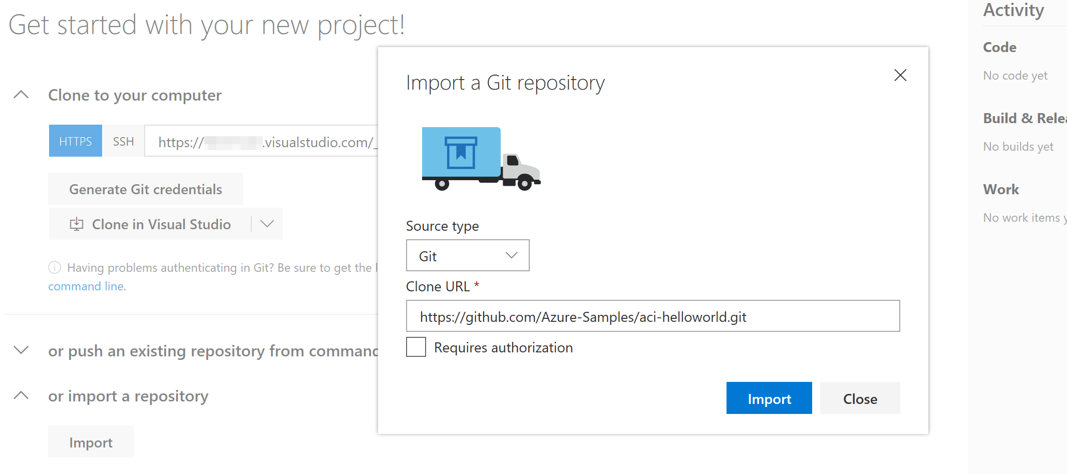 VSTS: Import Repository